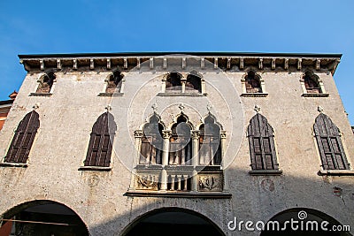 A view of the fifteenth century building Palazzo Cavalli in Piazza dellÃ¢â‚¬â„¢Antenna, Soave Editorial Stock Photo